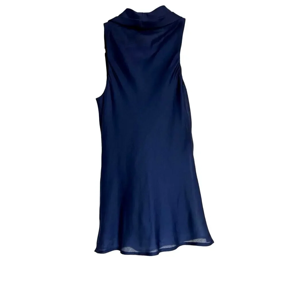 The Limited Tank Blouse Womens XS Navy Blue Cowl Neck Sleeveless Semi-sheer NWT - Picture 2 of 8